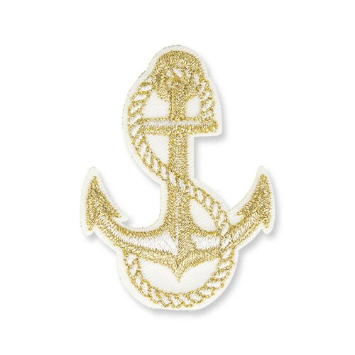 Ecusson thermocollant ancre lurex or 4x5cm