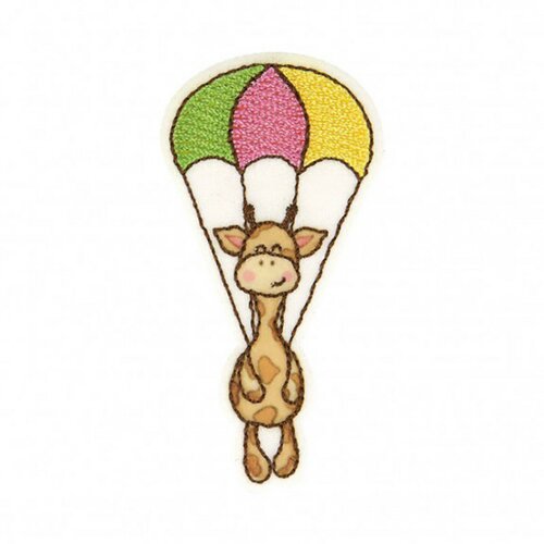 Ecusson thermocollant girafe mignonne montgolfiere 7x4cm