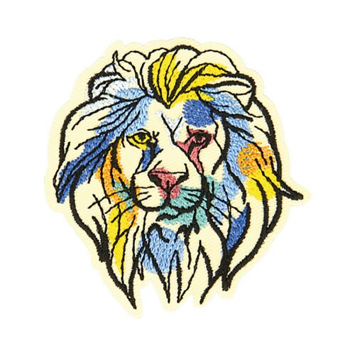 Ecusson thermocollant couleur nature lion 5,2cm x 5,5cm