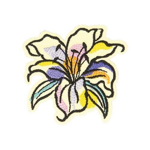 Ecusson thermocollant couleur nature hibiscus 4,8cm x 4,7cm