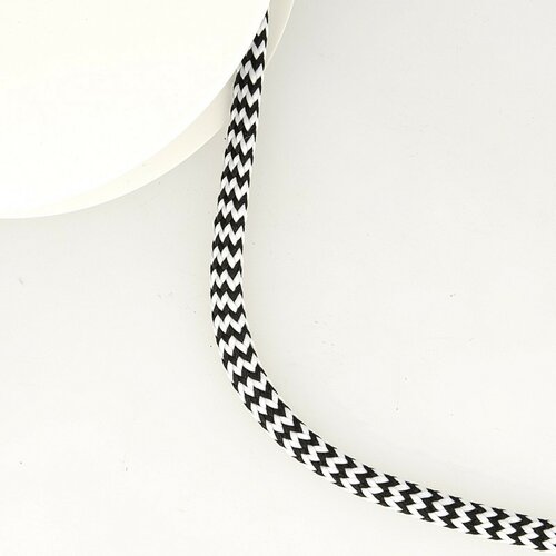 Bobine 25m tresse zigzag 8mm noir/blanc