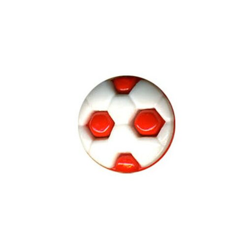 Lot de 6 boutons en forme de ballon de foot couleur rouge 1,2cm