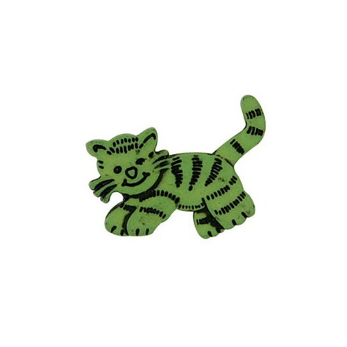Lot de 6 boutons petit chat couleur vert 20mm