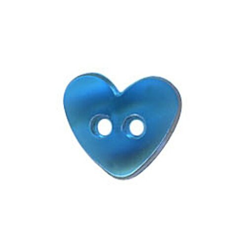 Lot de 6 boutons coeur translucide couleur bleu 9mm