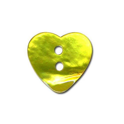 Lot de 6 boutons nacre en forme de coeur couleur vert anis