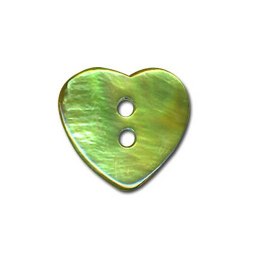 Lot de 6 boutons nacre en forme de coeur couleur jade