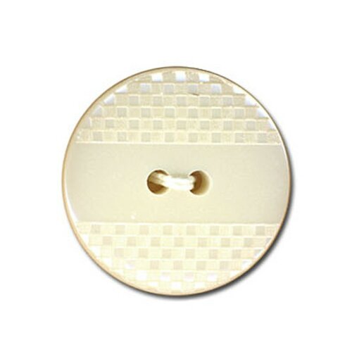 Lot de 6 boutons polyester effet quadrillé et lisse couleur blanc