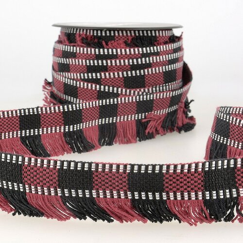 Bobine 15m galon franges stripes/rayures rouge/noir 35mm