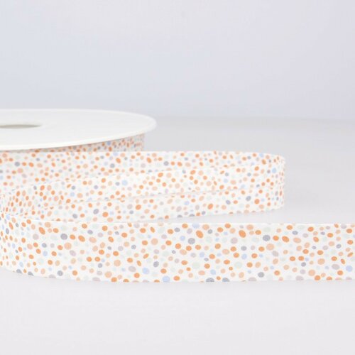 Disquette 25m biais imprimé confettis orange 20mm