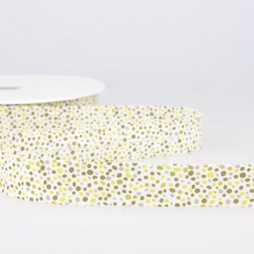 Disquette 25m biais imprimé confettis jaune 20mm