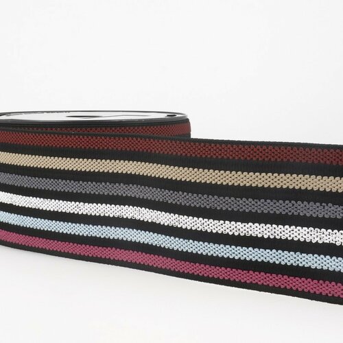 Bobine 10m elastique ceinture stripes/rayures multicolore