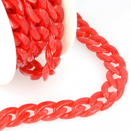 Bobine 5m chaîne plastique brillant rouge 20mm