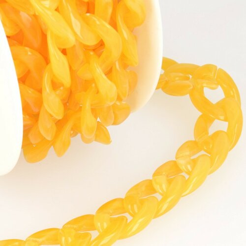 Bobine 5m chaîne plastique brillant jaune or 20mm