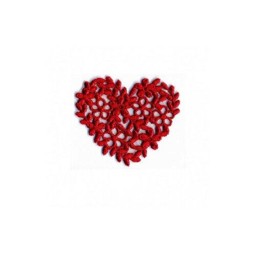 Ecusson thermocollant cœur broderie rouge 40mm x45mm