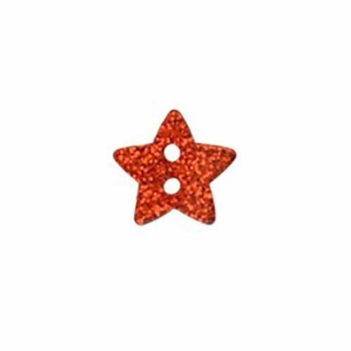 Bouton étoile paillettée rouge 23mm