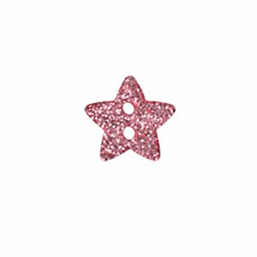 Bouton étoile paillettée rose layette 18mm