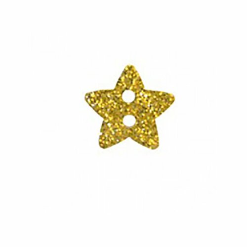 Bouton étoile paillettée jaune 18mm