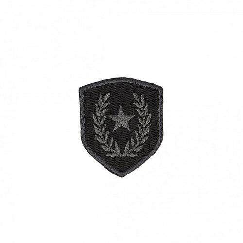 Ecusson thermocollant blason étoile sur laurier noir 4x3,5cm