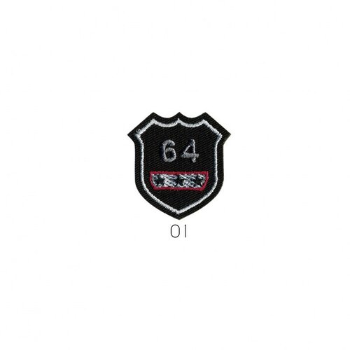 Ecusson thermocollant badge 64 noir 3x4cm