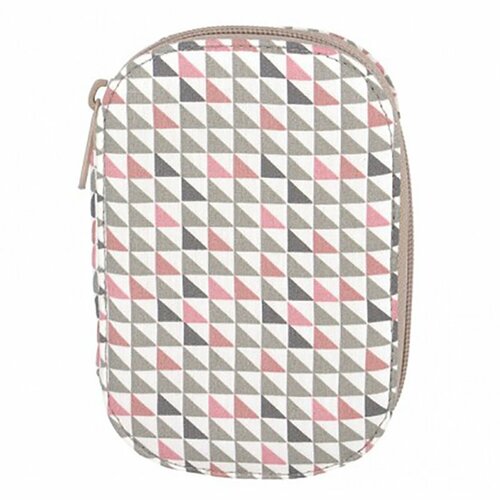 Pochette à couture 16x12cm petits triangles roses et gris