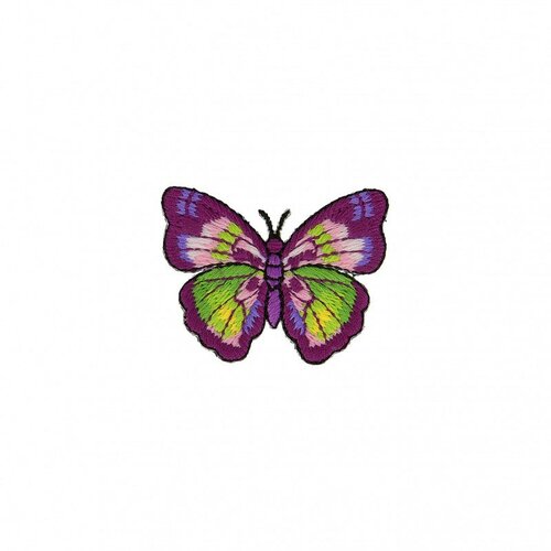 Lot de 3 écussons thermocollants papillon violet vert 4cm x 4cm