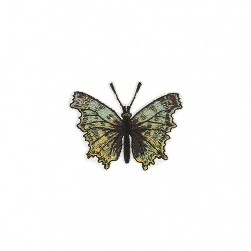 Lot de 3 écussons thermocollants papillon vert jaune 4cm x 5cm