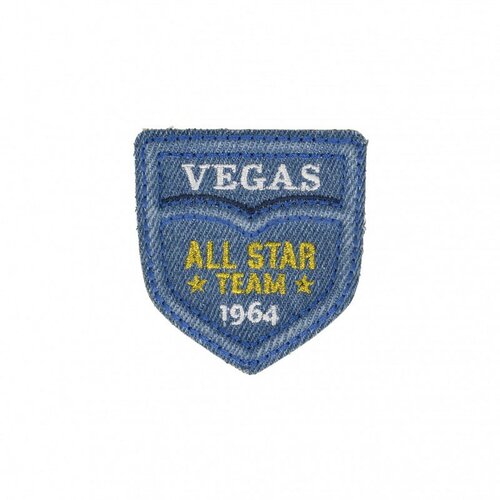 Ecusson thermocollant equipe vegas denim clair 4,5cm x 5,5cm