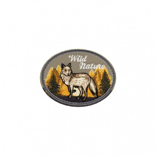Ecusson thermocollant loup nature 4,5cm x 5,5cm