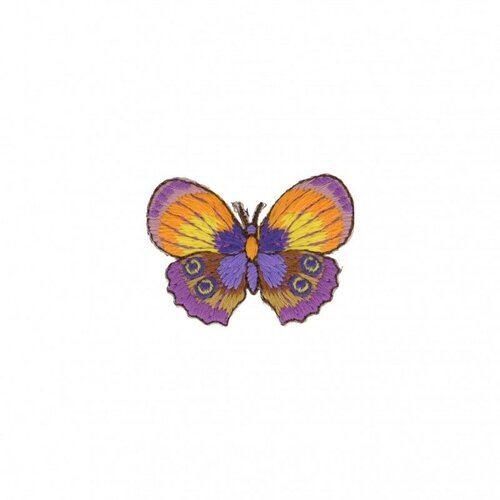Ecusson thermocollant papillon violet jaune 4cm x 4cm