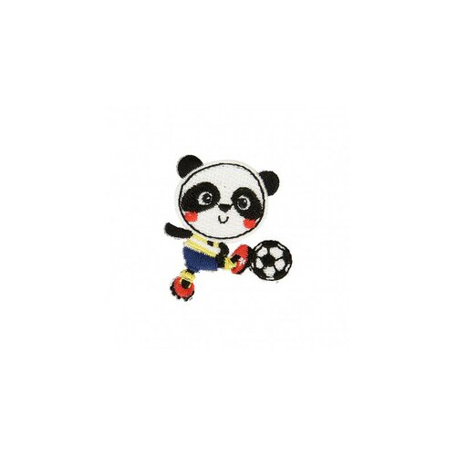 Ecusson thermocollant panda au foot 4cm x 4cm