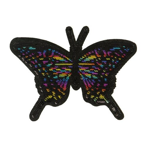 Ecusson thermocollant papillon coloré sequin xl 9x10cm