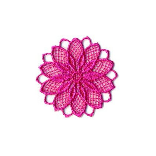 Lot de 3 écussons thermocollants fleur ajourée rose 3.5x3.5cm