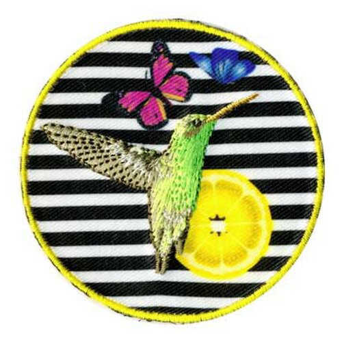 Lot de 3 écussons thermocollants flamant colibri 6x6cm