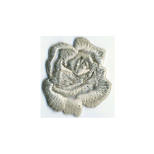 Lot de 3 écussons thermocollants petite rose gris  x3.5cm