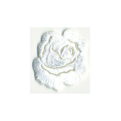 Lot de 3 écussons thermocollants petite rose blanc x3.5cm