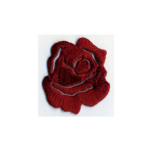 Lot de 3 écussons thermocollants petite rose rouge profond x3.5cm