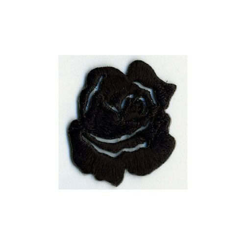Lot de 3 écussons thermocollants petite rose noir x3.5cm