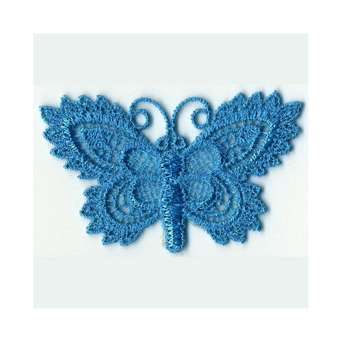Lot de 3 écussons thermocollants papillon crochet bleu 5cmx3cm