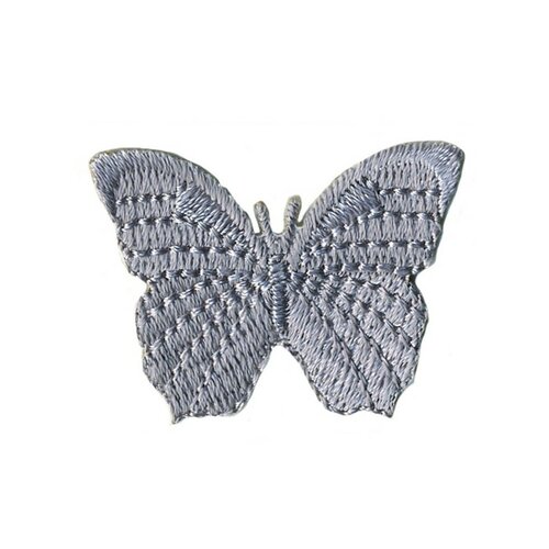 Lot de 3 écussons thermocollants papillon gris clair 3.5cmx3cm