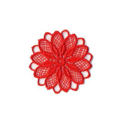 Ecusson thermocollant fleur ajourée rouge 3.5x3.5cm