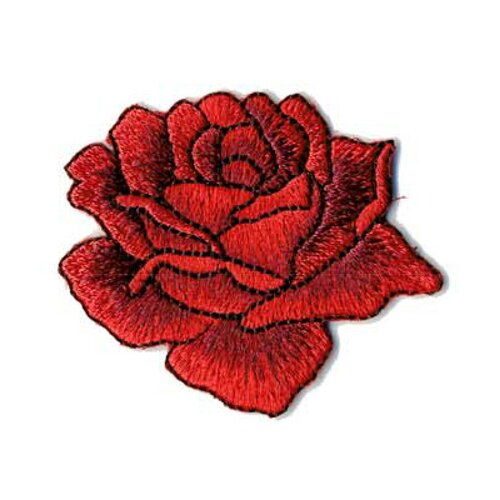 Ecusson thermocollant rose dessinée rouge 4x4.5cm