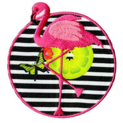 Ecusson thermocollant flamant rose 6x6cm