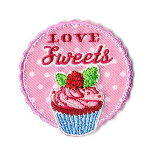 Ecusson thermocollant love sweets 5x5cm