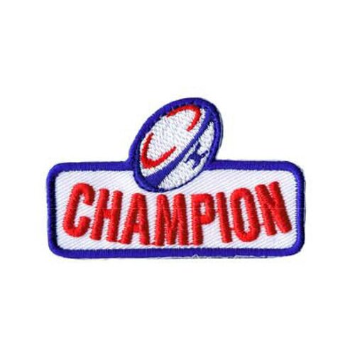 Ecusson thermocollant champion rugby 5x3.5cm