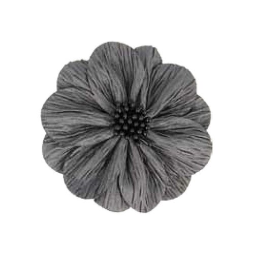 Fleur coquelicot gris foncé sur broche 8cm