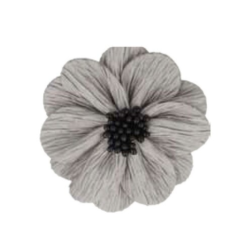 Fleur coquelicot gris clair sur broche 8cm