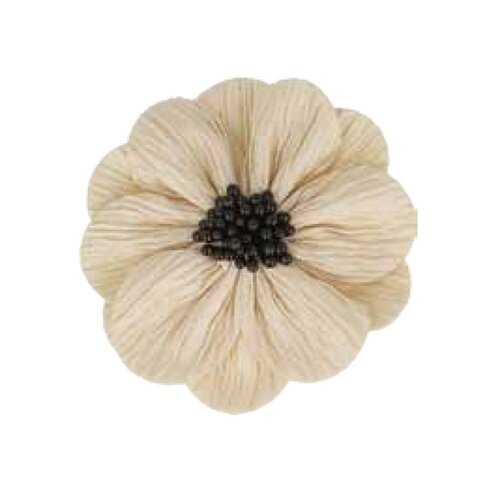 Fleur coquelicot beige sur broche 8cm