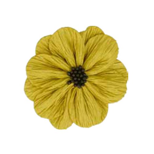 Fleur coquelicot jaune sur broche 8cm
