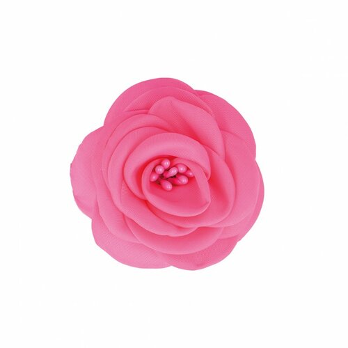 Broche fleur pistils fuchsia 8cm