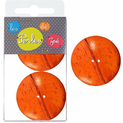 6 boutons coco 4cm orange